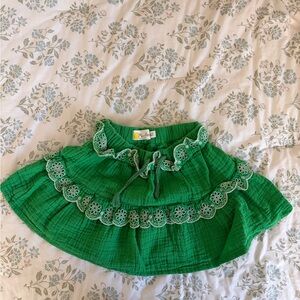 Mini Boden Green Skirt with White Trim